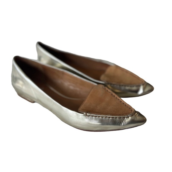 Rare Coach Walsh Metallic Nubuck Leather Point Toe Flats 8.5B - Picture 4 of 15